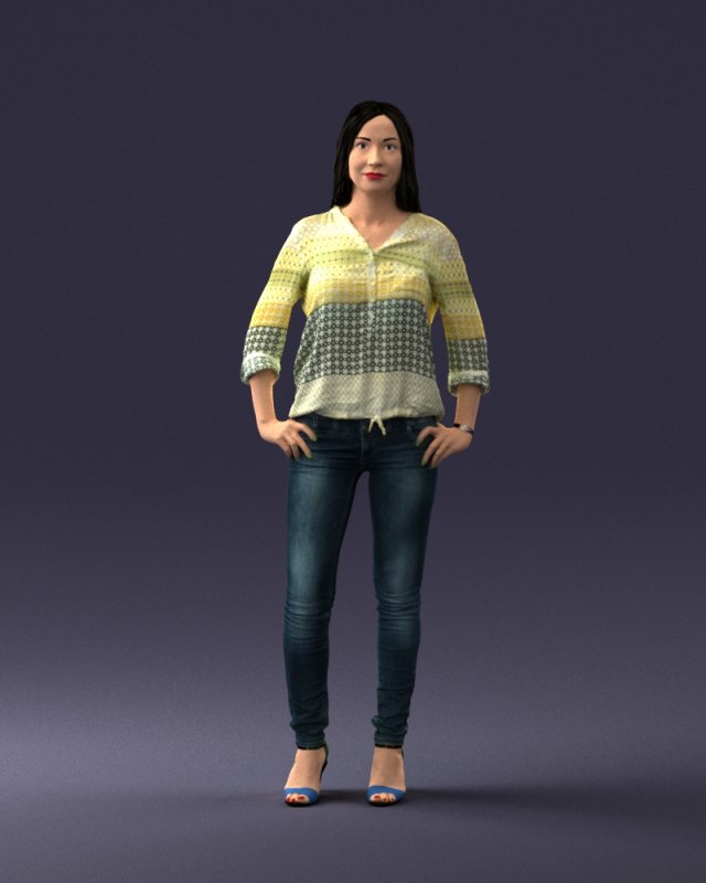 woman in yellow sweater 0248 3d print ready Modelo de Impressão 3D .c4d .max .obj .3ds .fbx .stl .blend 