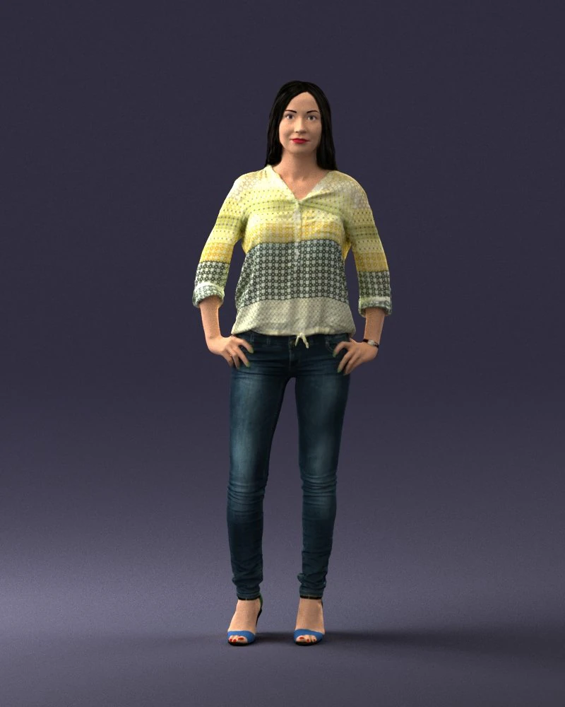 woman in yellow sweater 0248 3d print ready 3D Print Model .c4d .max .obj .3ds .fbx .stl .blend 