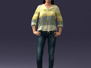 mulher com suéter amarelo 0248 impressão 3D pronta Modelo de Impressão 3D