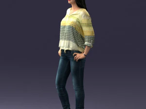 woman in yellow sweater 0248 3d print ready 3D Print Model