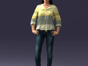 woman in yellow sweater 0248 3d print ready 3D Print Model
