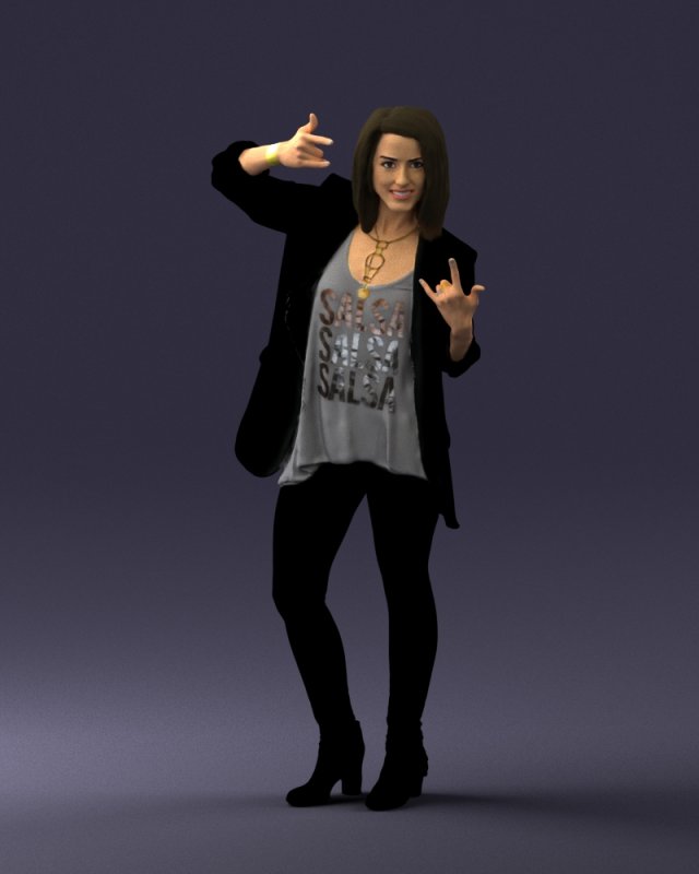 woman in black dress 0253 3d print ready Modèles 3D en vedette .c4d .max .obj .3ds .fbx .stl .blend 