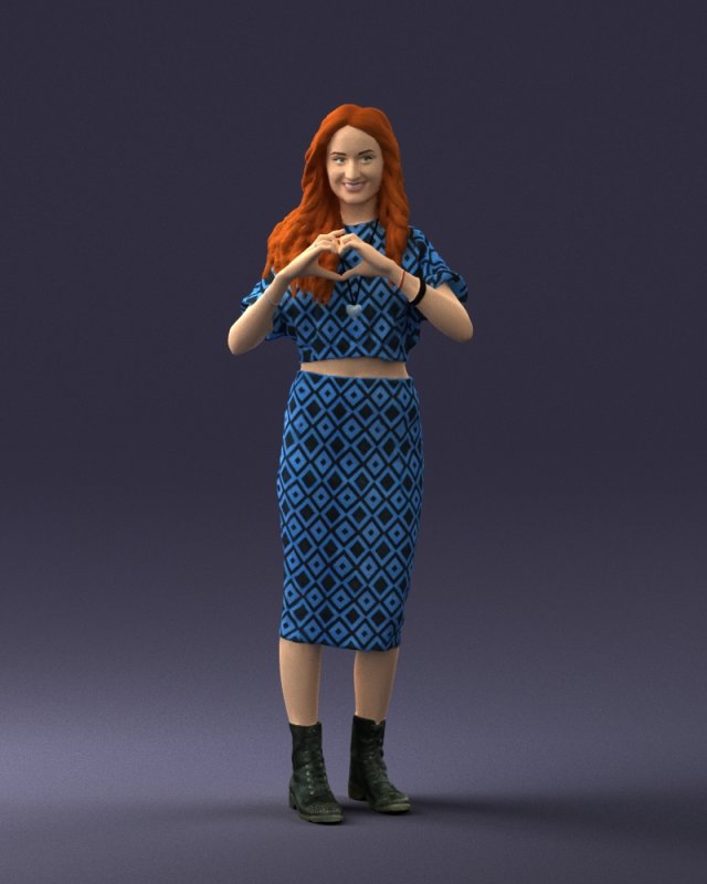 woman in blue dress 0254 Modelo 3D .c4d .max .obj .3ds .fbx .stl .blend