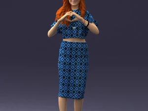 woman in blue dress 0254 3D Model