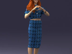 woman in blue dress 0254 3D Model