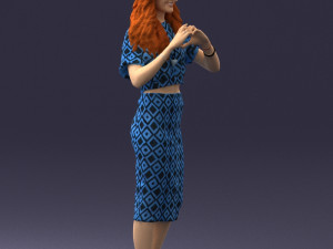 woman in blue dress 0254 Modelo 3D