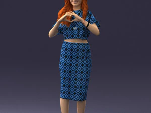 woman in blue dress 0254 3D Model