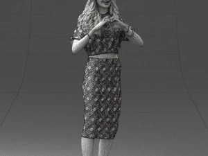 woman in blue dress 0254 3D Model