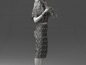 woman in blue dress 0254 3D Model
