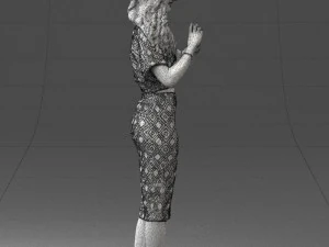 woman in blue dress 0254 3D Model