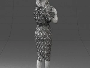 woman in blue dress 0254 3D Model