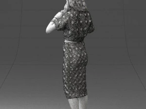 woman in blue dress 0254 3D Model