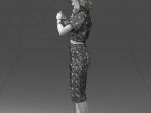 woman in blue dress 0254 3D Model