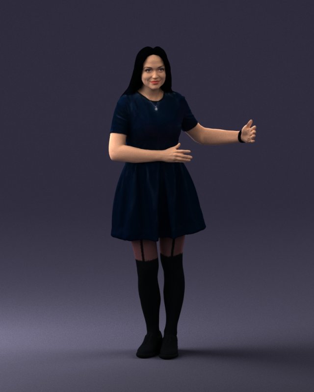 woman in blue dress 0256 3D Model .c4d .max .obj .3ds .fbx .stl .blend