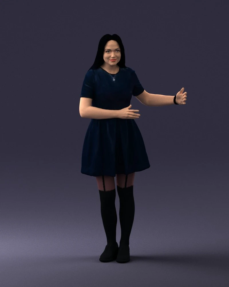 woman in blue dress 0256 3D Model .c4d .max .obj .3ds .fbx .stl .blend 