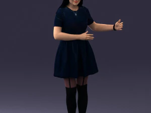woman in blue dress 0256 3D Model