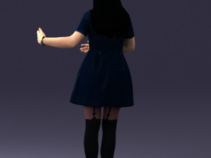 woman in blue dress 0256 3D Model