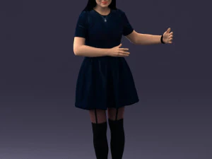 woman in blue dress 0256 3D Model