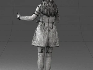 woman in blue dress 0256 3D Model