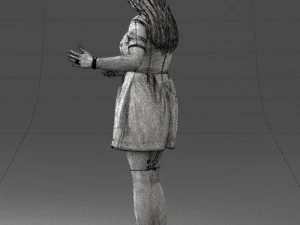 woman in blue dress 0256 3D Model