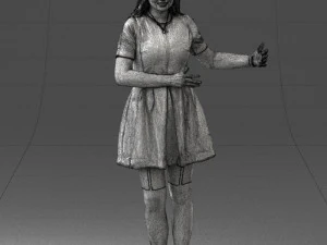 woman in blue dress 0256 3D Model