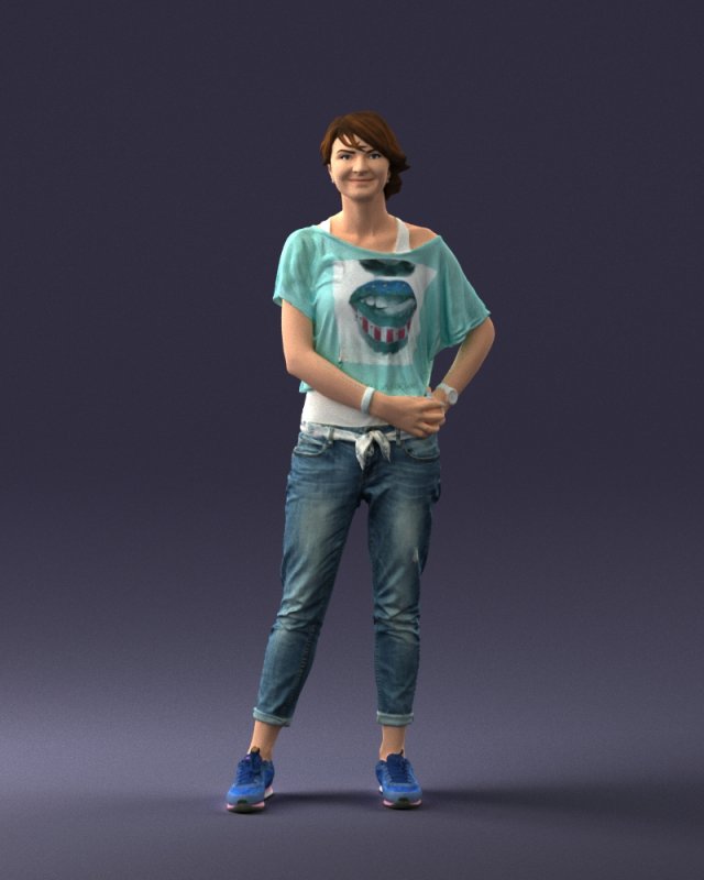 woman in eans 0260 3D Model .c4d .max .obj .3ds .fbx .stl .blend 