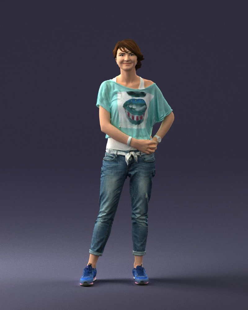 woman in eans 0260 3D Model .c4d .max .obj .3ds .fbx .stl .blend 