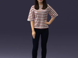girl in striped sweater 0279 3D Model