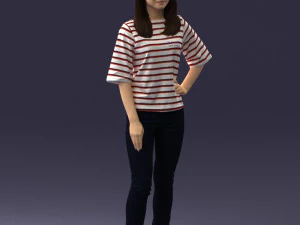 girl in striped sweater 0279 3D Model