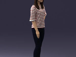 girl in striped sweater 0279 3D Model