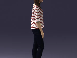 girl in striped sweater 0279 3D Model