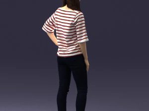 girl in striped sweater 0279 3D Model