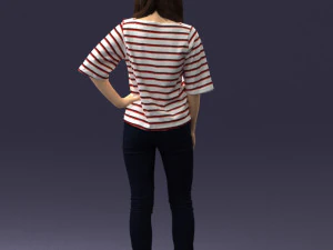 girl in striped sweater 0279 3D Model