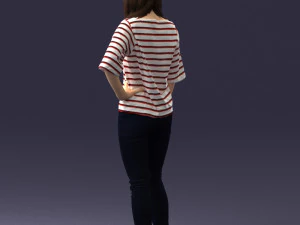 girl in striped sweater 0279 3D Model