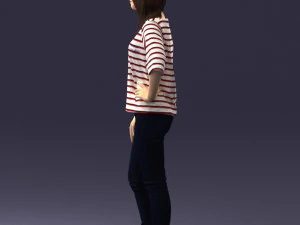 girl in striped sweater 0279 3D Model