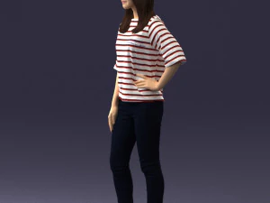 girl in striped sweater 0279 3D Model
