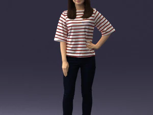 girl in striped sweater 0279 3D Model