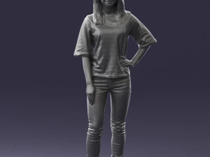 girl in striped sweater 0279 3D Model