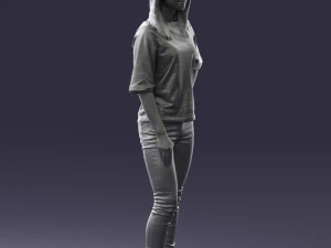 girl in striped sweater 0279 3D Model