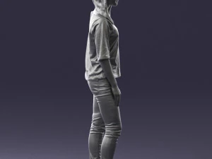 girl in striped sweater 0279 3D Model