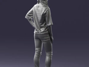girl in striped sweater 0279 3D Model