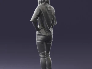 girl in striped sweater 0279 3D Model