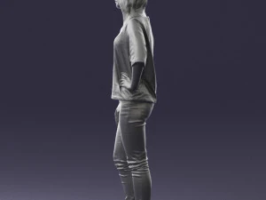 girl in striped sweater 0279 3D Model