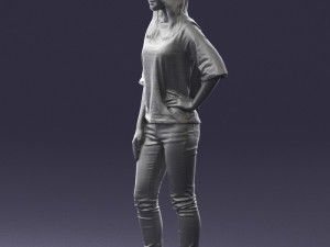 girl in striped sweater 0279 3D Model