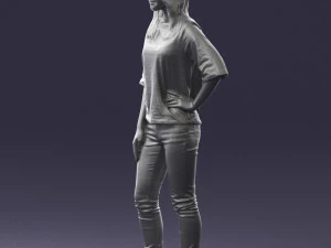 girl in striped sweater 0279 3D Model