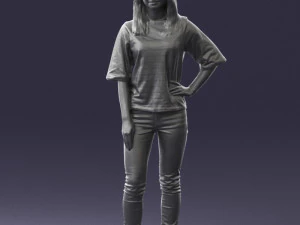 girl in striped sweater 0279 3D Model