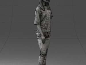 girl in striped sweater 0279 3D Model
