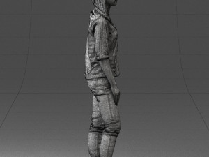 girl in striped sweater 0279 3D Model