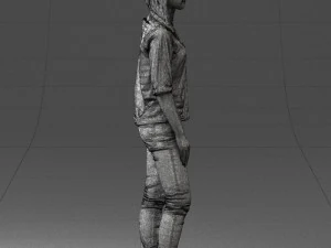 girl in striped sweater 0279 3D Model