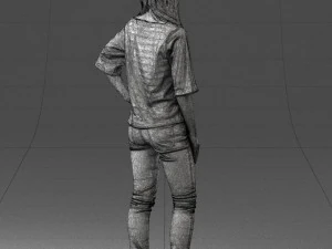 girl in striped sweater 0279 3D Model
